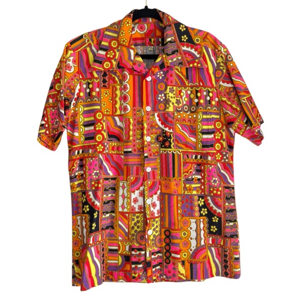 Vintage Other - Vintage 1960s Psychedelic Barkcloth Button Up Shirt